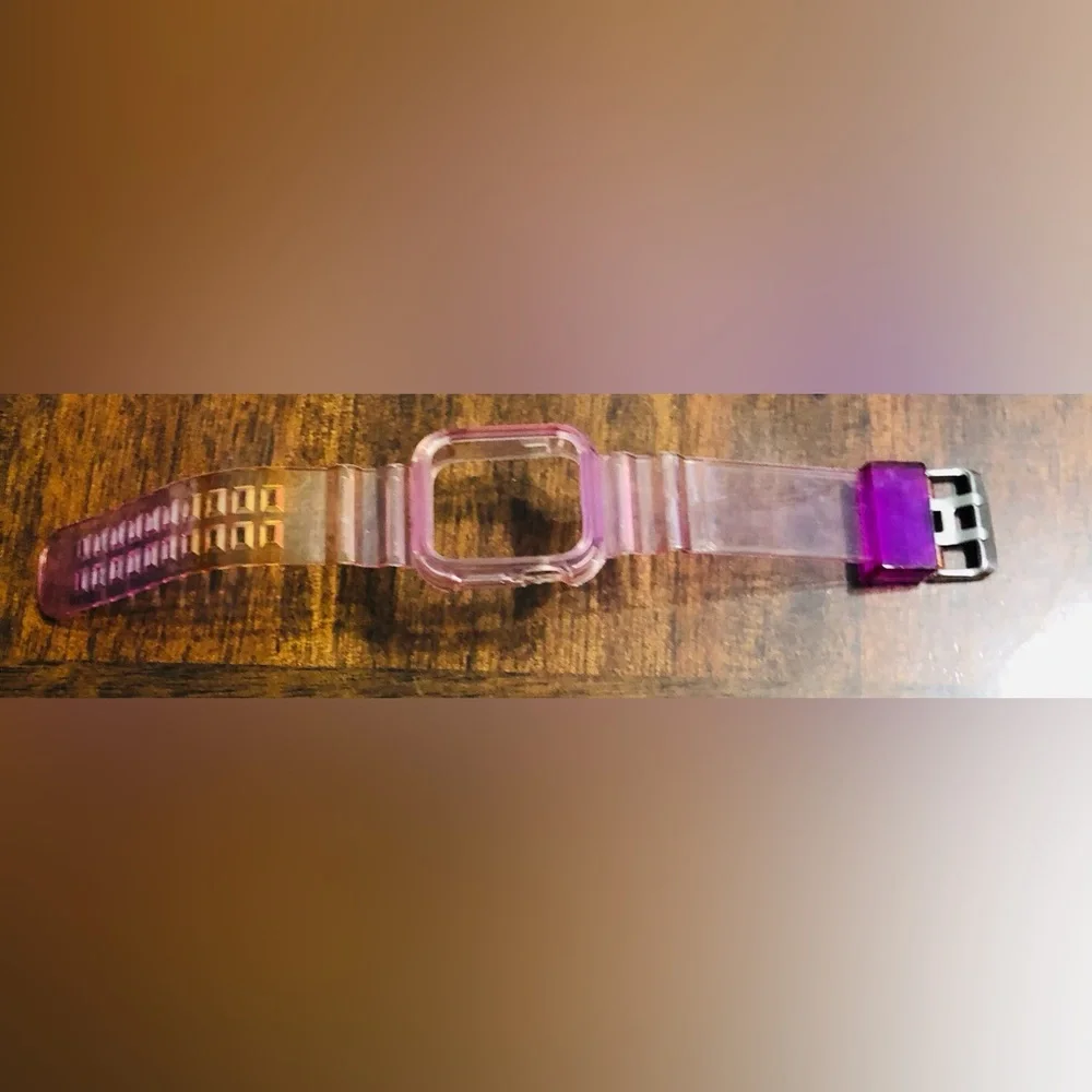 Transparent Pink and Purple Band+Bumper for Apple Watch.38mm 40mm 41mm